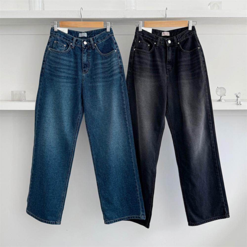New Arrivals Open Run Women Denim Wide Fit Black Viscose Washed Jeans