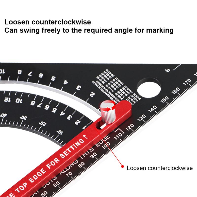 7.5-Inch Aluminum Alloy Triangle Ruler with 45°/90° Protractor - Precision Woodworking Tool (Durable, Dual-Scale)