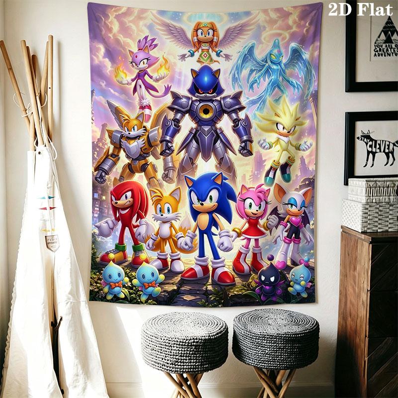 Hedgehog Sonic Bolt Wall Hanging Printed Fabric Blanket Decorative Tapestries for Bedroom Living Room Home Decor