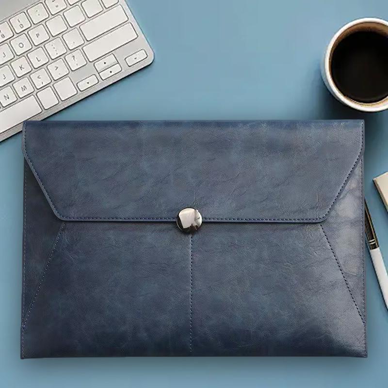 A4 Leather Business Document Bag - Portable Handheld Briefcase