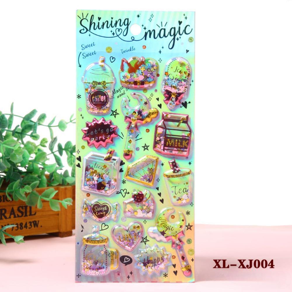 1 PCS Shiny Hot Stamping Cute Stickers 3D Three-dimensional Crystal Shaking Gemstone Stickers for Phone Decoration INS Style Stickers