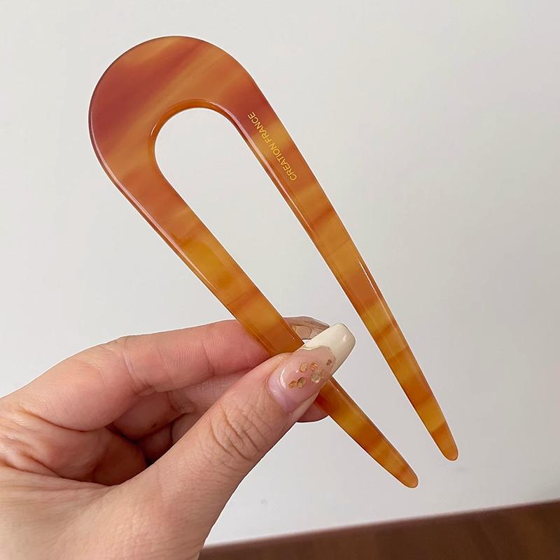 U-Shaped Fixed Hairpin with High-End Alloy Comb for Women's Updos - Ancient Style Four-Tooth Insert
