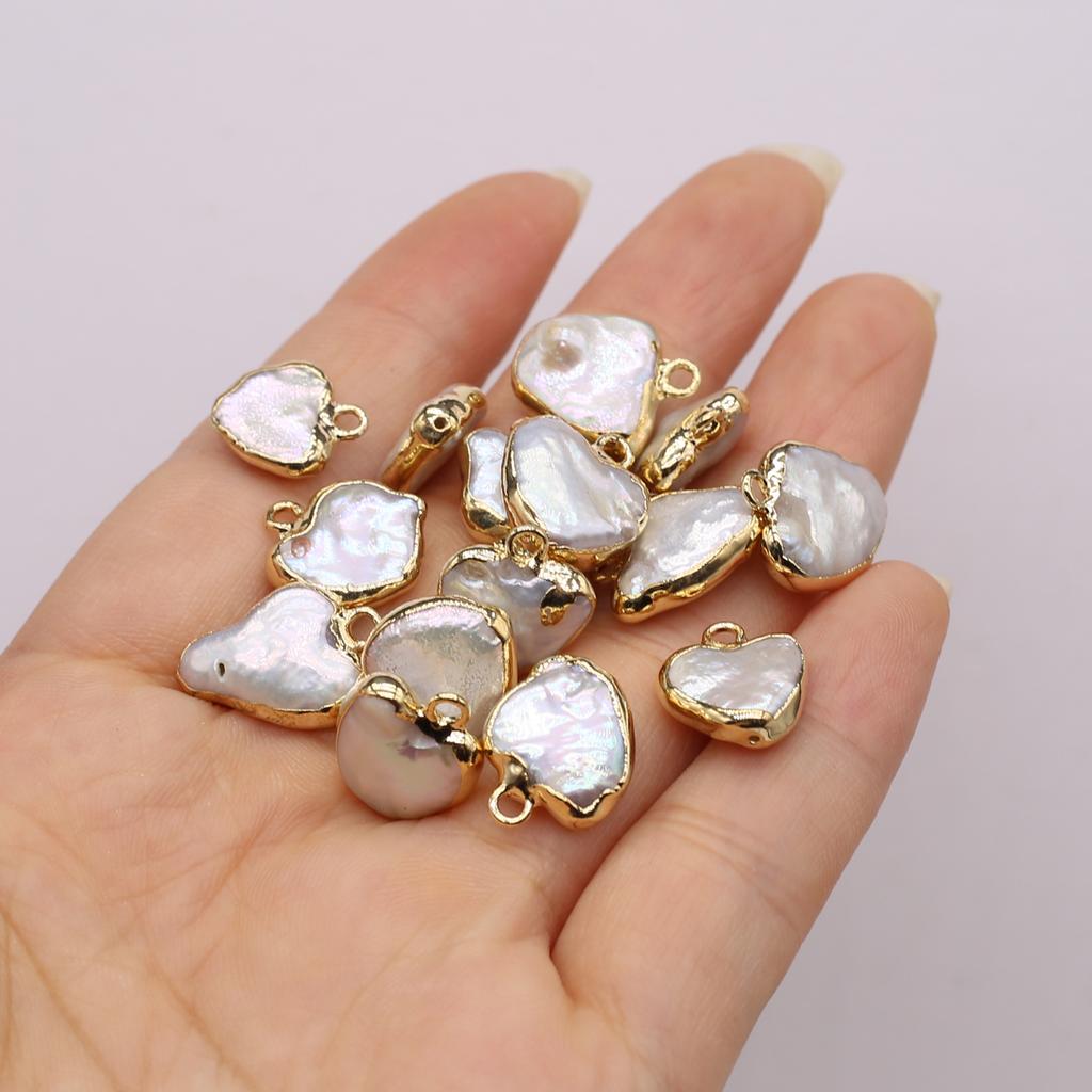 1Pcs/2Pcs Pearl Small Pendant Freshwater Pearl Heart-Shaped Pendant For Jewelry Making DIY Earrings Necklace Accessory