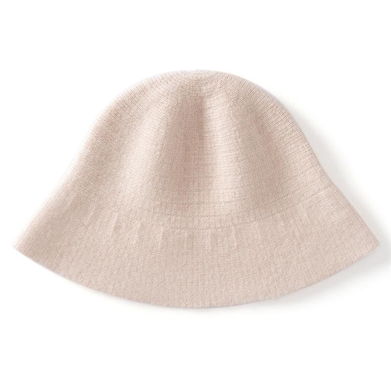 Soft Waxy Cashmere Hat Autumn and Winter New Women's Casual Ear Protection Stack Hat Fashion Knitted Hat Solid Color Bucket Hat