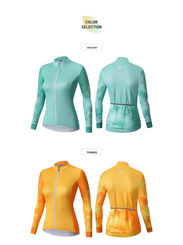 Women's Long Sleeve Fleece Cycling Suit - Autumn/Winter Mountain Bike Outfit