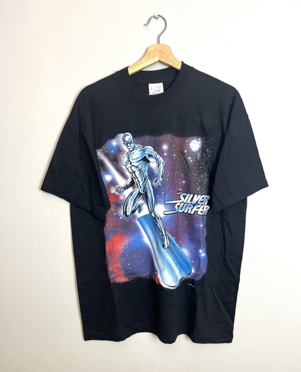 Rare Vintage 2001 Marvel Comics Silver Surfer Y2K L Black New Unisex T-Shirt S