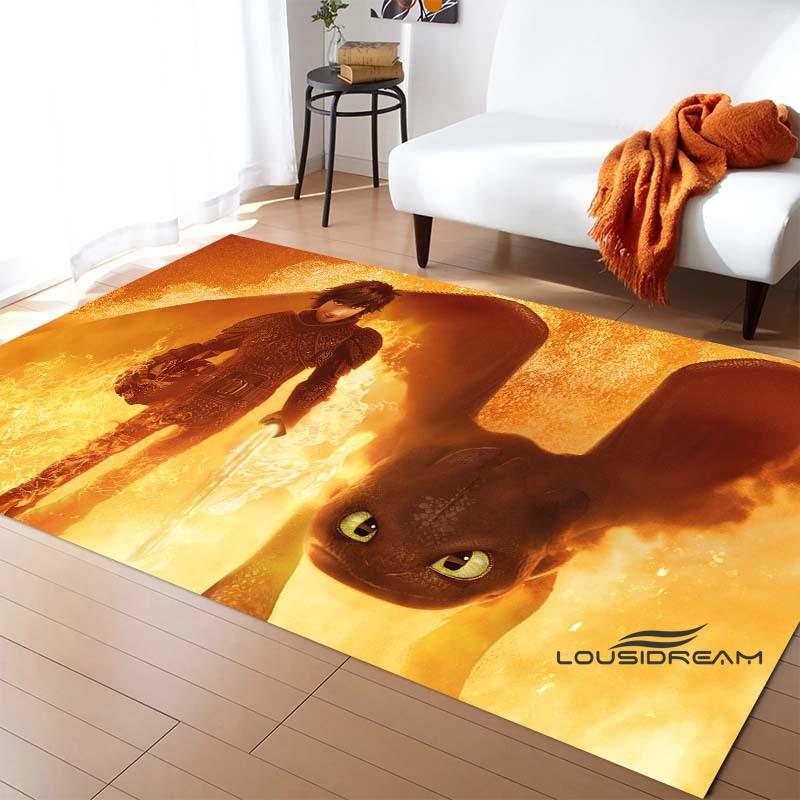 3DHow to Train Your Dragon themed printed rug, suitable for living rooms, bedrooms, sofas, balconies, gardens, etc. Large-sized