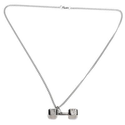 Hantel Anhänger Halskette Unisex Modische Schmuck Halskette Geschenk Kleidung Accessoire Stahlfarbe