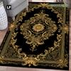 Luxury Black Gold Baroque Print Carpet Plush Flannel Rug Living Room Bedroom Home Decor Area Rug Non Slip Floor Mat