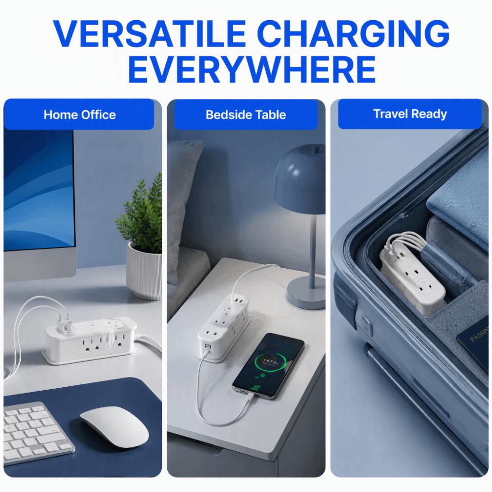 7 Outlet Travel Power Strip 6 Outlet Power Strip with USB Lightweight US Socket  Travel
