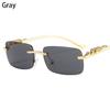 Retro Uv400 Clear Shades Cheetah Decoration Ocean Lens Sun Glasses Rimless Rectangle Sunglasses