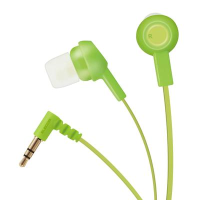 Elecom Stereo Earphones, Tangle-Resistant Flat Cord, Y-Shaped, 9mm Drivers, Green, EHP-C3520GN