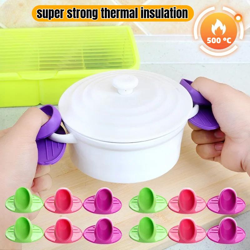 2Pcs Convenient Heat Insulated Silicone Oven Mitts with Nonslip Finger Clips for Kitchen Cook Tools Accessories