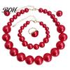 Faux Pearl Jewelry 3Pcs/Set Imitation Pearls Set, Adjustable Length Choker Necklace with Ear Studs Gift And Bracelet, Set for Weddings Banquets
