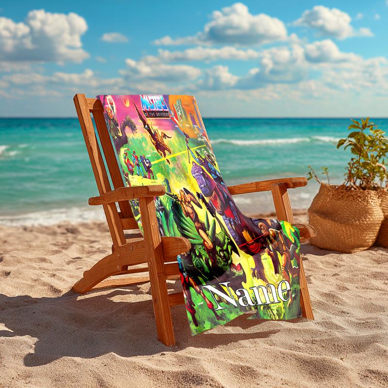 Personalized customized proof beach towel with He-Man and the Masters of the Universe pattern - soft, absorbent,quick-drying,perfect swimming,camping&