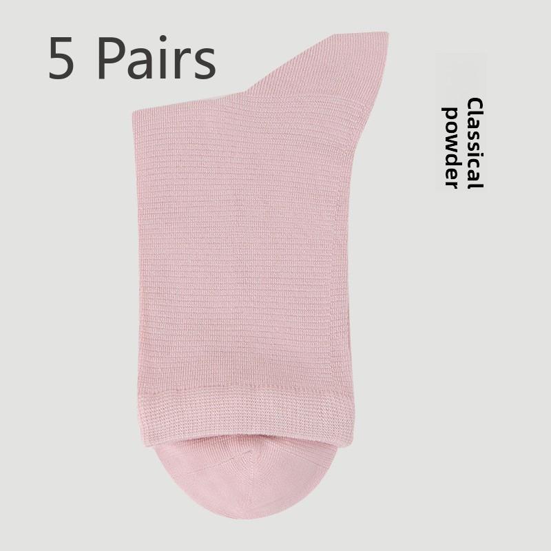5 Pairs of Female Autumn Silk Deodorizing and Sweat Absorbing Long Tube Cotton Socks
