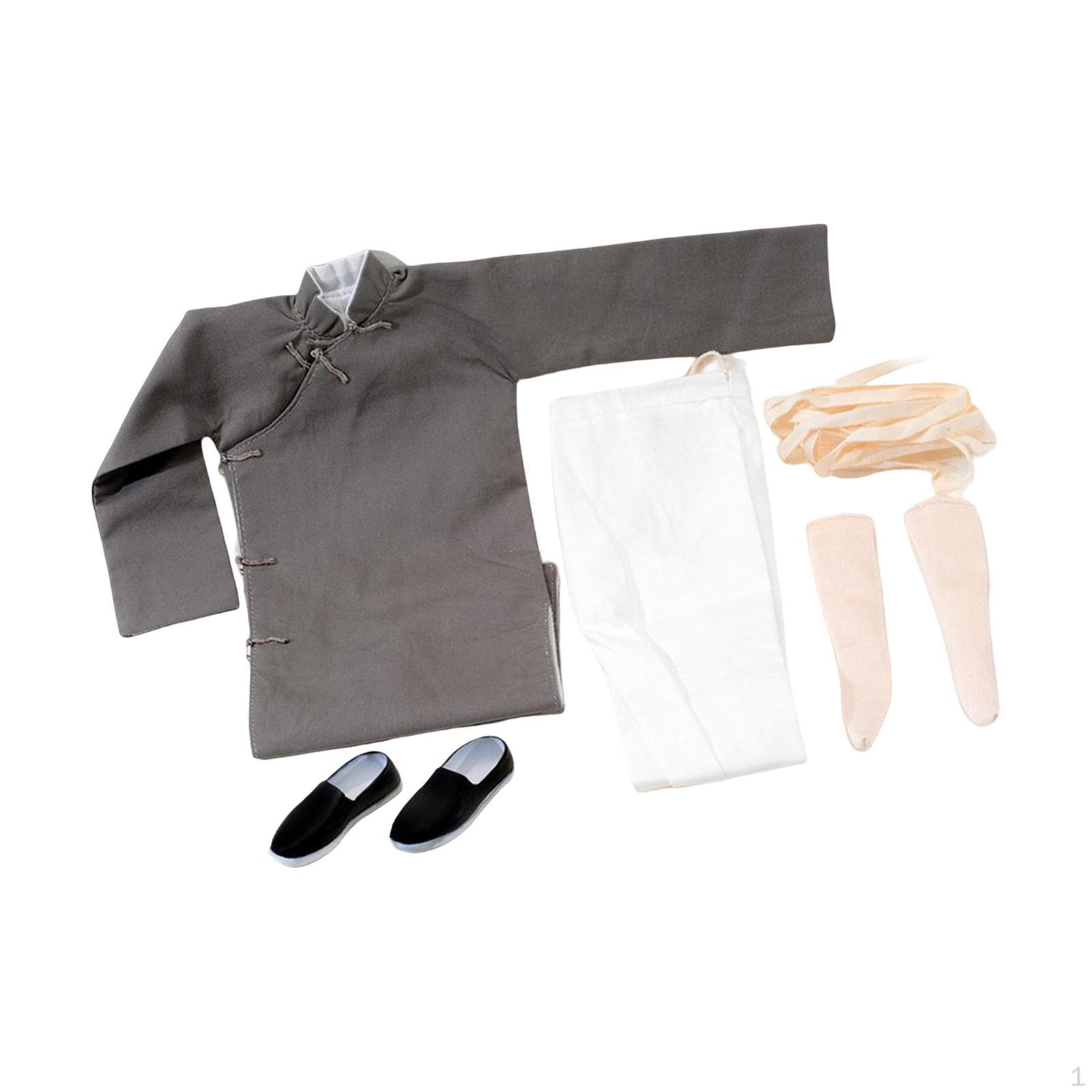 

1/6 Scale Chinese Kung Fu Outfit Costume Shoes Pants for Role Design 12 inch Male Action