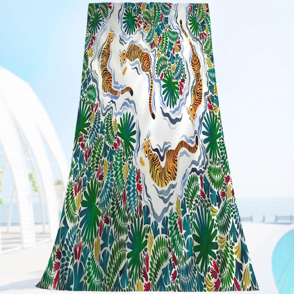 

Wild Leopard Tiger Vase Flower Girl Power Beach Towels Shower Towel Travel Spa Microfiber Quick Dry Gym Accessories Room Decor W30*H60(CM)
