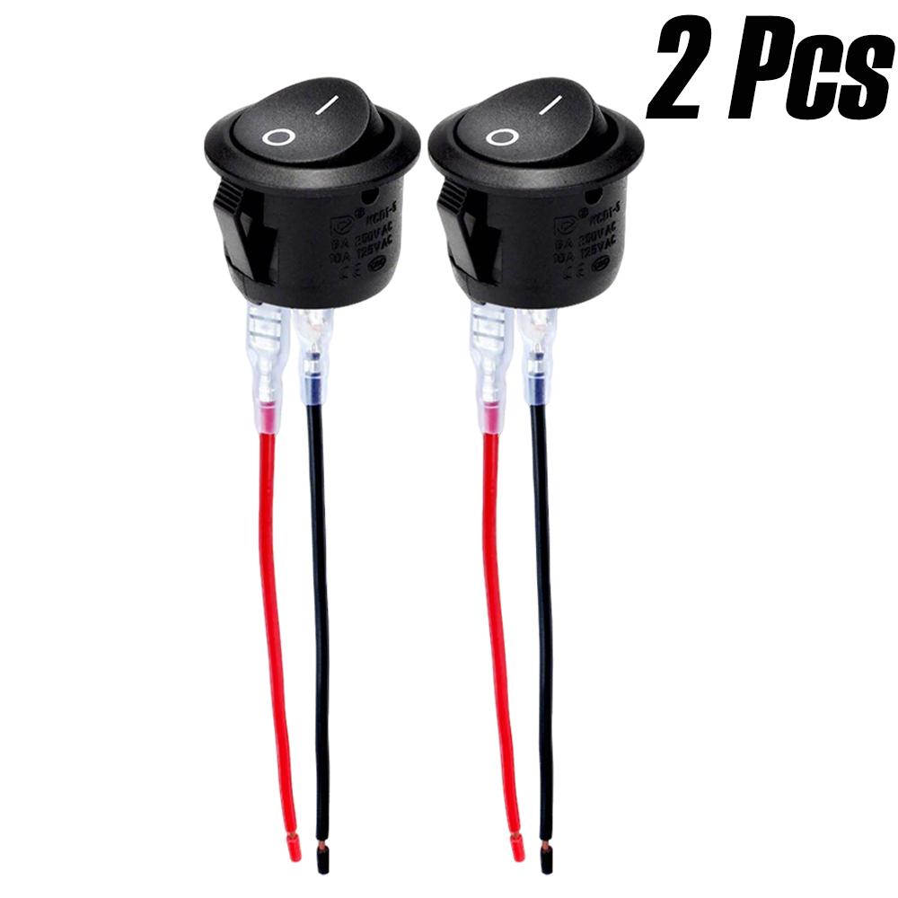 1/4PCs Car Circular Rocker Switches 12V DC Circular Toggle Switch For Motorhomes 2-pin Connector Auto Car Accessories