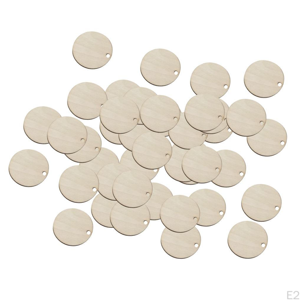 50 Pieces Blank Round Wooden Pieces, DIY Crafts, Scrapbooking, Wedding Party