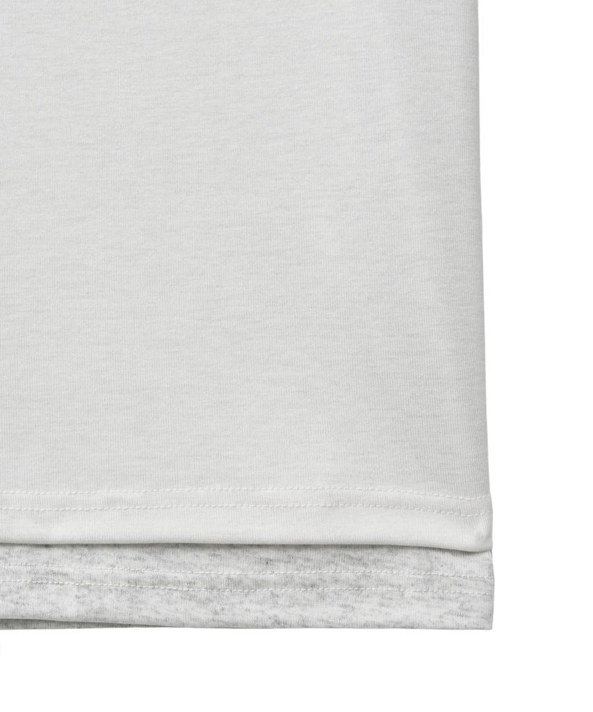 NOIRER FOR WOMAN Layered Henley Neck Half T-Shirt (Ivory)