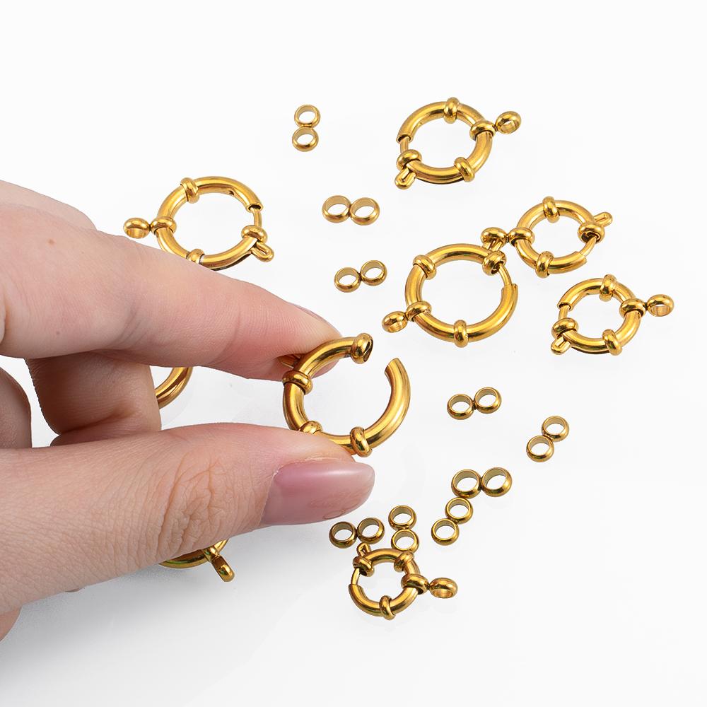 4pcs Stainless Steel Spring Clasps Round Clasp Bracelet Connectors for DIY Necklace Jewelry Making Accessories 10 12 14 16 18mm