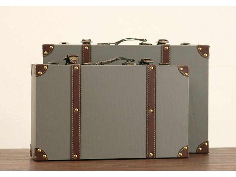 Vintage American Retro Leather-Wooden Suitcase Display and Photography Prop