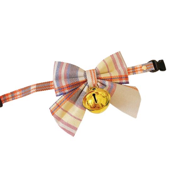 Psí motýlkový obojek Nastavitelný design spony Kostkovaný potisk Pet Pes Kočka Náhrdelník se zvonkem