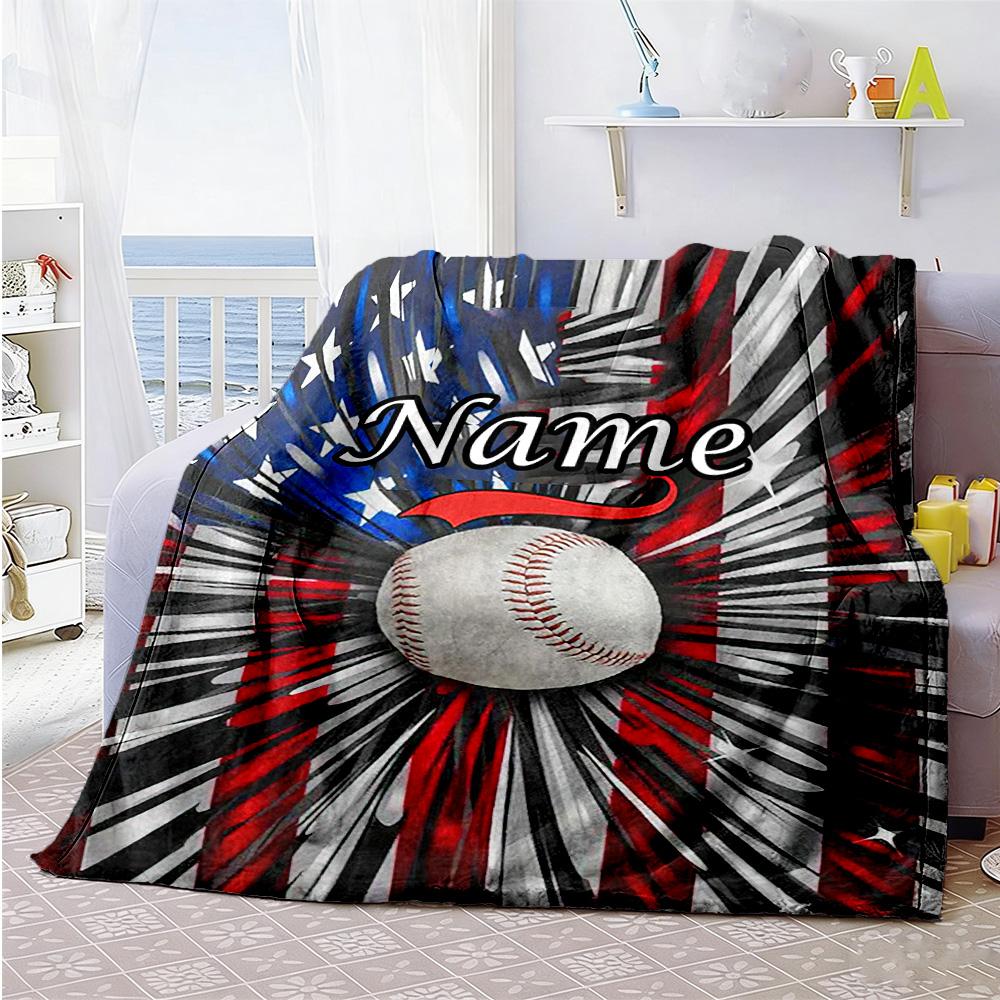 Ball65 Personalized Text Blanket Lightweight Customizable Blanket Soft Warm Cozy Perfect for Sofa Picnics Chair Home Decor Four Seasons Universal