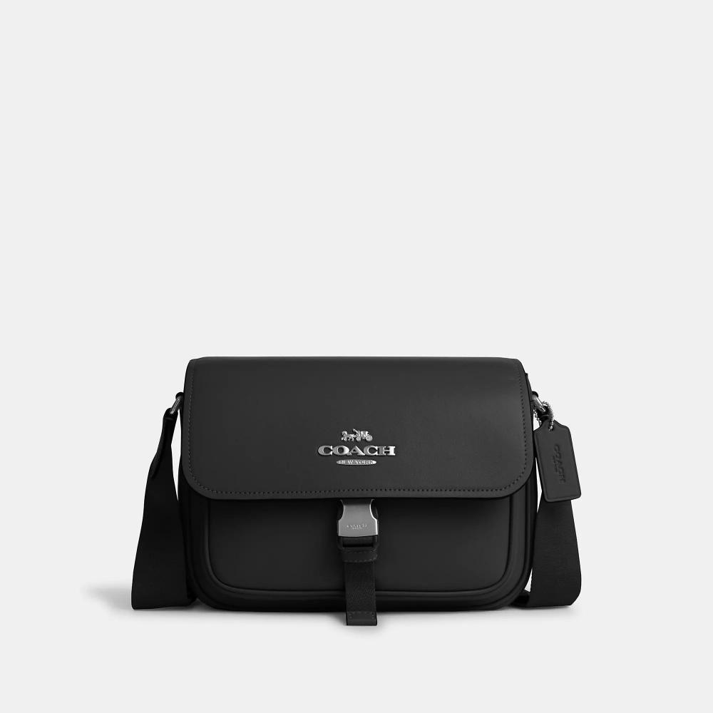 

Сумка-мессенджер Coach Pace серебристо-черная