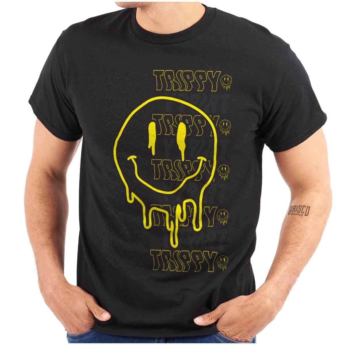 Trippy Melting Dripping Happy Face Smile Womens or Mens Crewneck T Shirt Tee S
