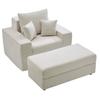 Chaise Lounge Chair, 1115 mm Boneless Modular Chaise Lounge Indoor, Oversized Corduroy Reading Chair with Throw Pillows & Armrests, Deep Seat Sofa