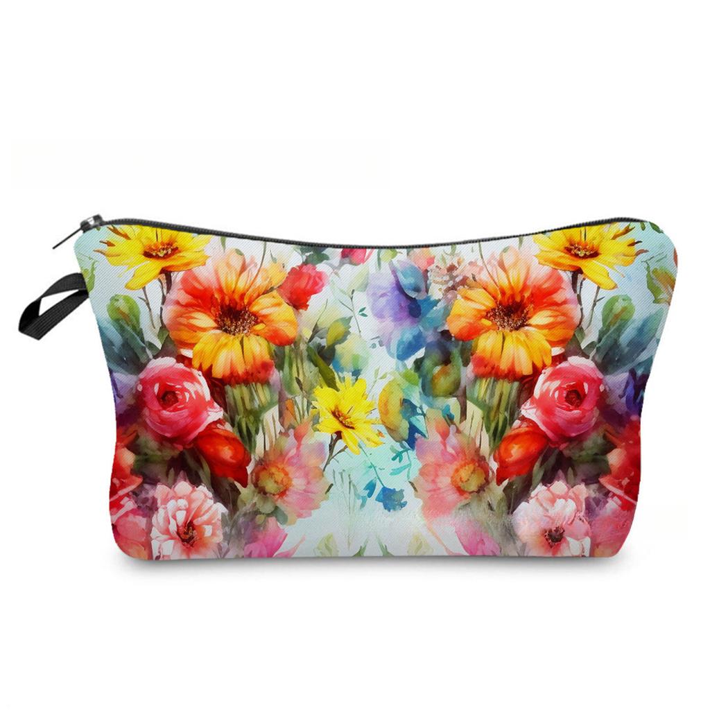 Women Floral Print Cosmetic Bag Toiletries Organize Travel Storage Case 6887 KTB