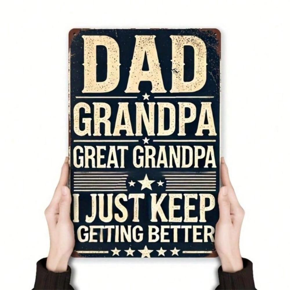 Patriotic Metal Poster for Dad, Durable Iron Sign for Grandfather Gift
