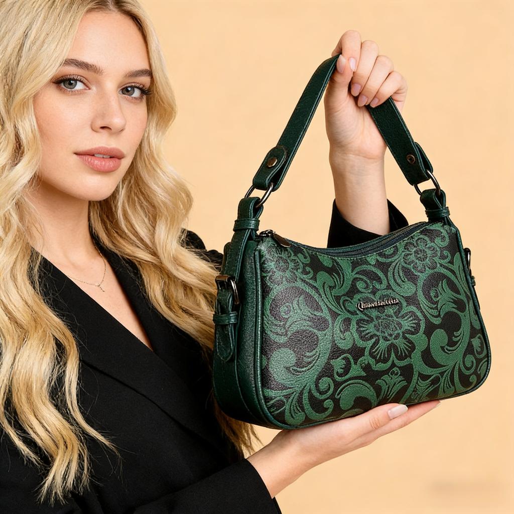 Sac Hobo Vintage à Motif Floral Gaufré pour Femmes - Sac à Bandoulière Mode en Similicuir pour l'Épaule avec Bandoulière Réglable pour le Quotidien Décontracté