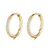 Gold Zirconia Stainless Steel Hoop Earrings - Versatile Round Micro Paved Studs with Stones.