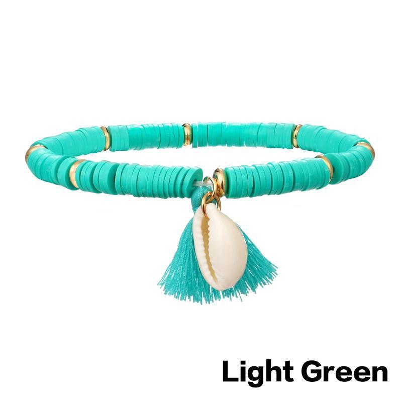 

8 цветов, комплект ножных браслетов в стиле бохо, золотой браслет на щиколотке, браслет из бисера, пляжная обувь, аксессуары для женщин и девочек светло-зеленый