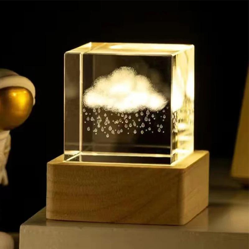 Square Led Wooden Lamp Holder Rechargeable Night Light Desktop Atmosphere Lamps Solid Wood Lights Base Art Decoration Fixtures