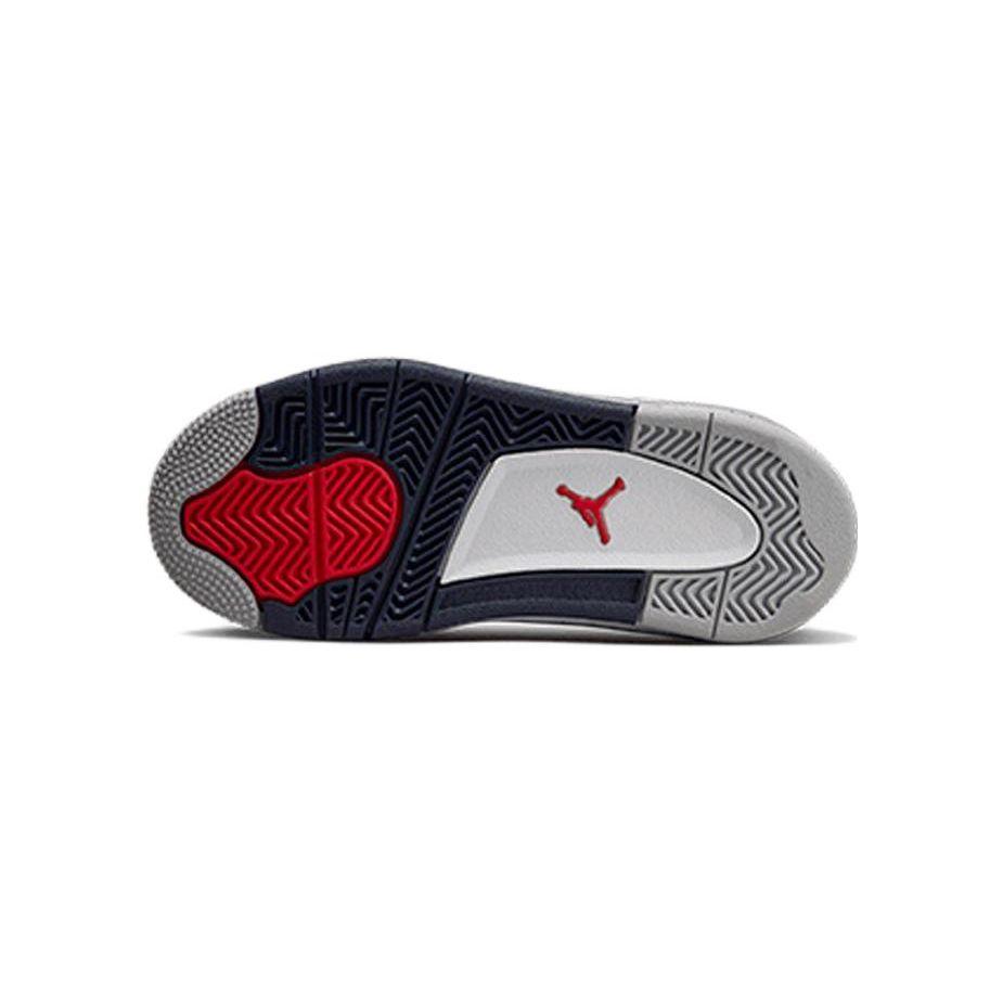 Air Jordan 4 Retro PS Midnight Navy Kids Sneakers White Light-Smoke-Grey Fire-Red BQ7669-140
