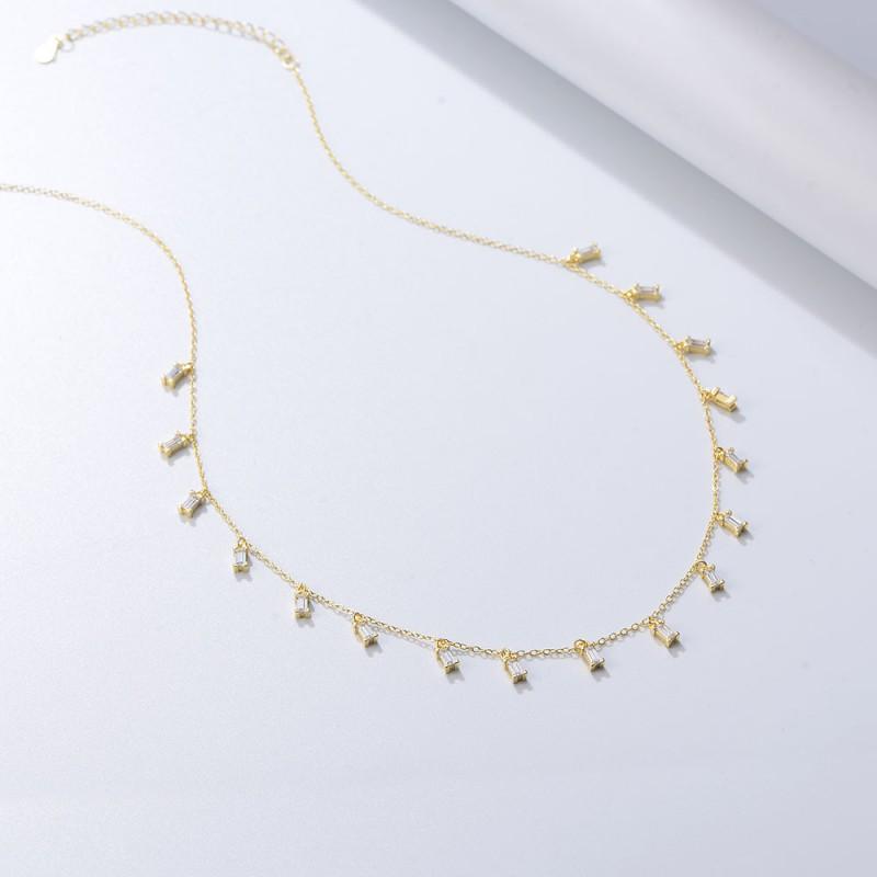 Tassel Square Zircon Pendant Necklace Women Ins Style Fashion Versatile Choker