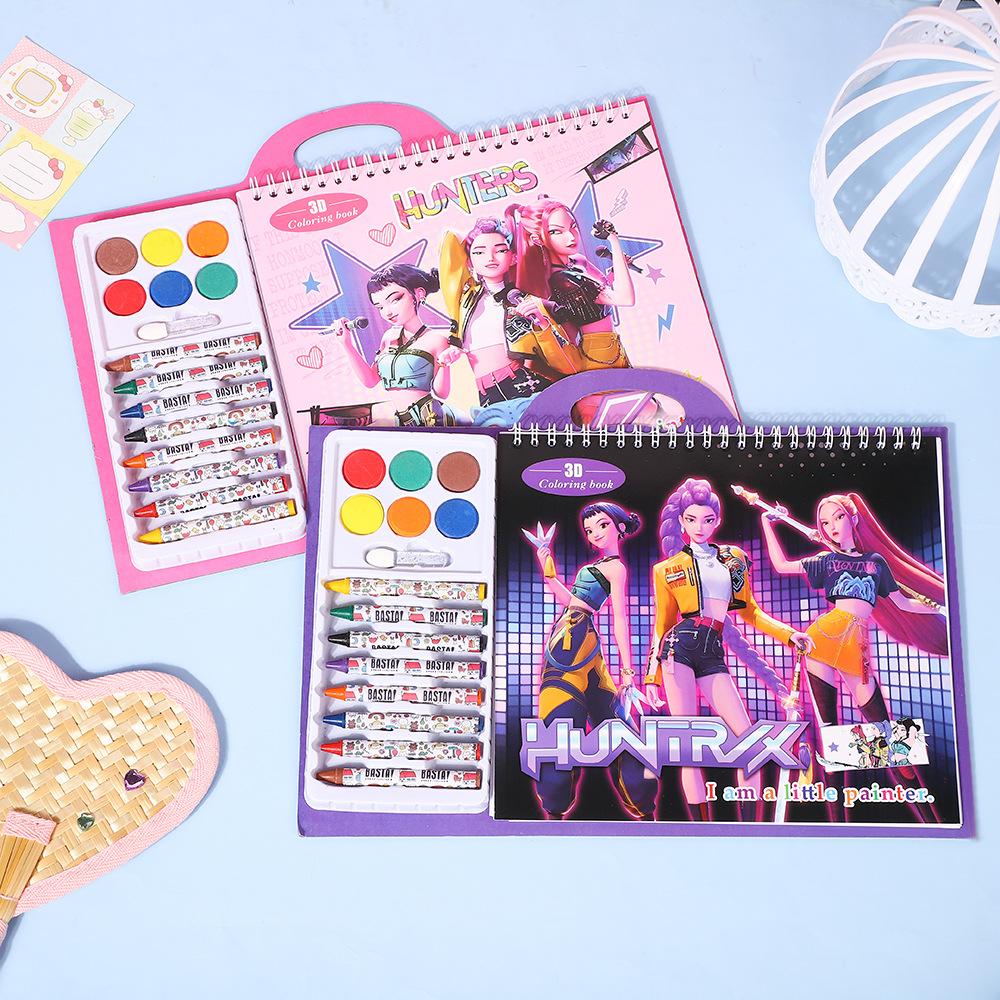 ספר ציור וצביעה לילדי KPop ציידי שדים צעצוע חינוכי לוח ציור מתנת יום הולדת מתנות למסיבת גן