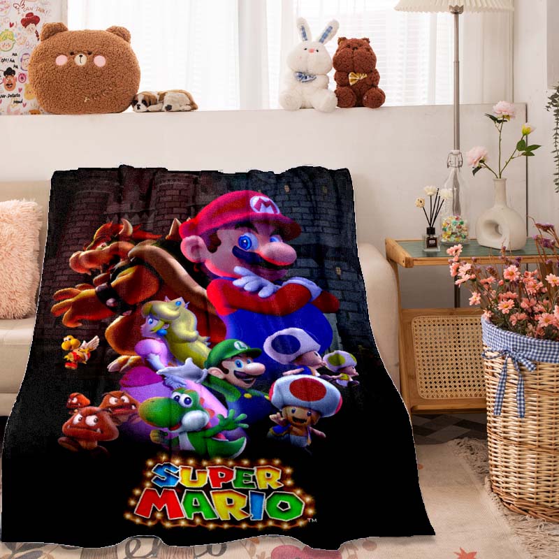 

2026 NewThis Mario Bros. cartoon game flannel blanket is soft and warm, suitable for bedrooms, living rooms, beds, travel, campi 75x90cm