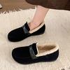 Fashion Padded Warm Cotton Shoes Women's Autumn Winter New Retro Round Toe Flats Slip on Soft Bottom Suede Comfortable Females Shoes