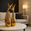 Home Decor Lucky Deer Statue Family Piano Finish Ceramic Figures - (Set of 3, Golden Set)