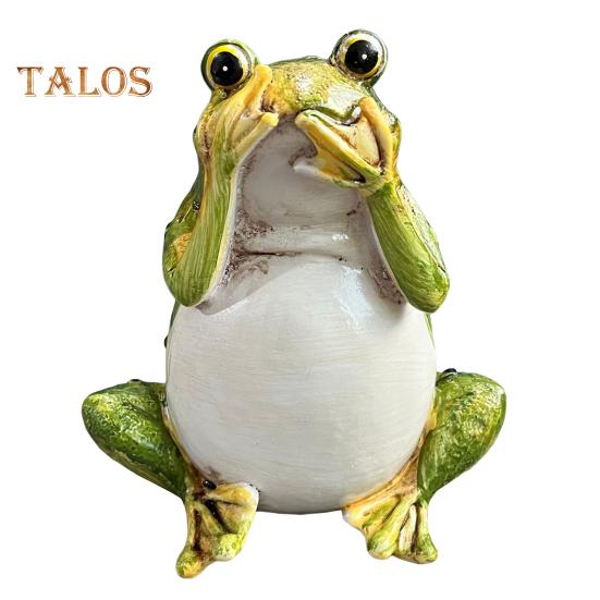Garden Green Frog Figurine No Speak No Hear No See Frog Statue Resin Animal Sculpture Indoor Outdoor Yard Lawn Decoration Ornament