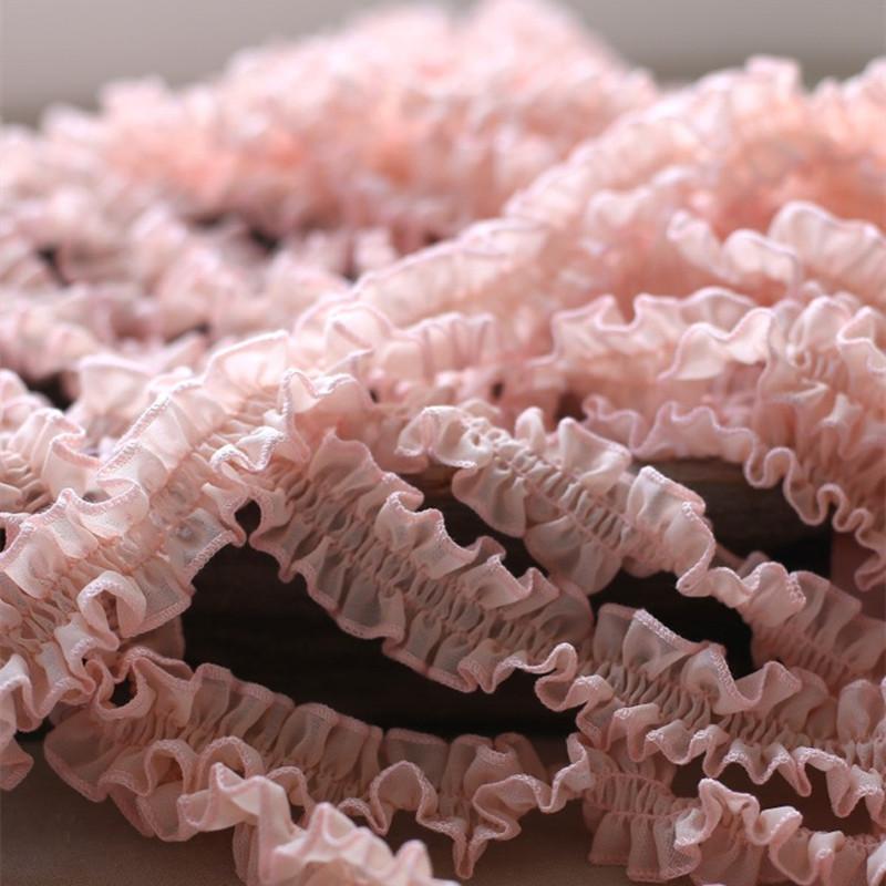 Bright Cartoon Color Chiffon Center Pleated Lace Ribbon DIY Children's Clothing Skirt Headband Headgear Hat Handcraft Materials