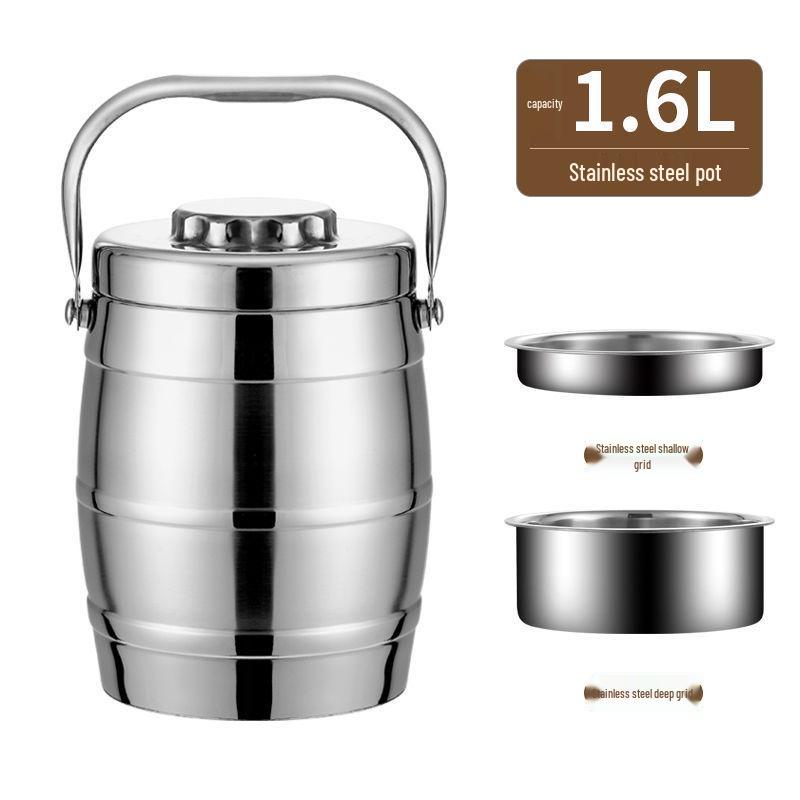 Three-Layer Insulated Stainless Steel Lunch Box with Lid and Handle No accessories