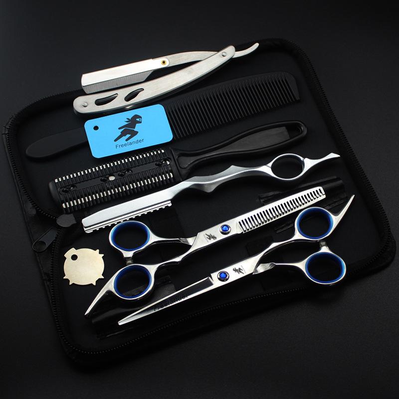 Gem Style Hair Cutting & Thinning Shears Set with Slanted Tail