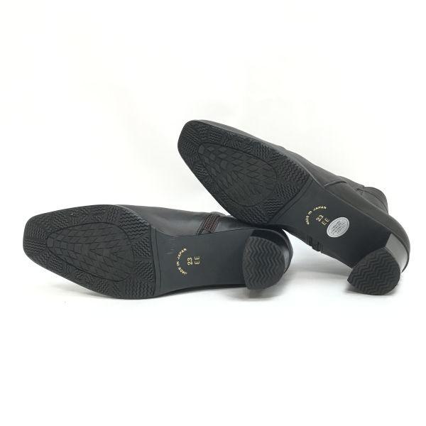 Ginza Washington Japan leather side zip short boots 23 dark brown heel(USED)