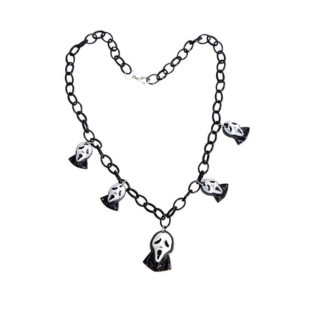 Resin Pumpkin Ghost Necklace Skeleton Cartoon Halloween Decorative Necklace Adjustable Ghost Pendant Chain Cosplay Party